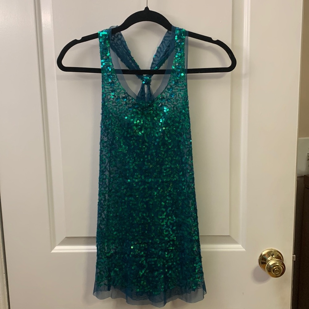 Joyce Leslie Sequined sheer tank top size medium worn once
